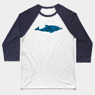 Dolphin Silhouette with Pattern Baseball T-Shirt